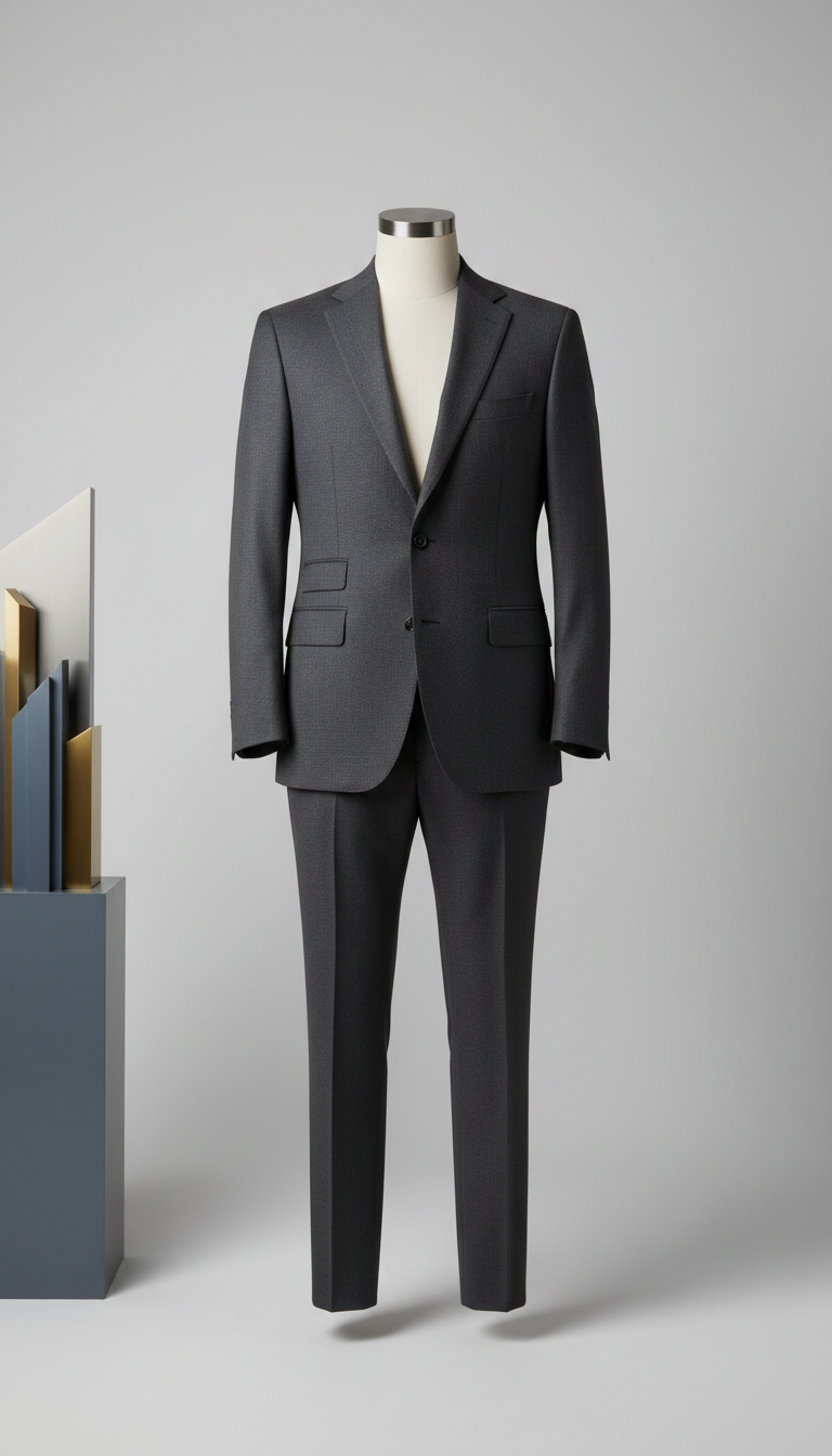 Charcoal Wool-Blend Slim-Fit Suit