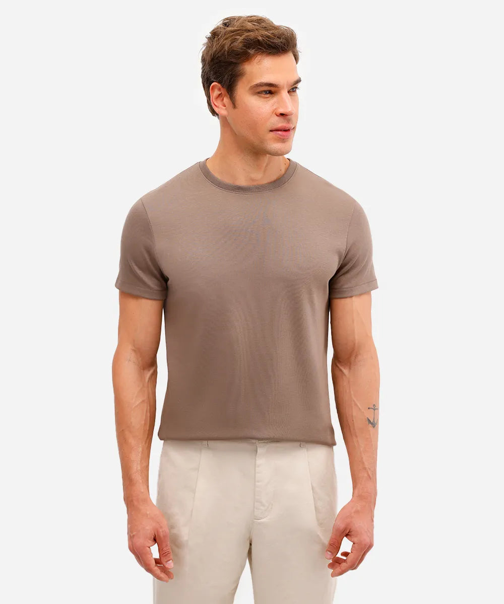 Premium Men’s Slim-Fit Peruvian Cotton T-Shirt – Dark Brown