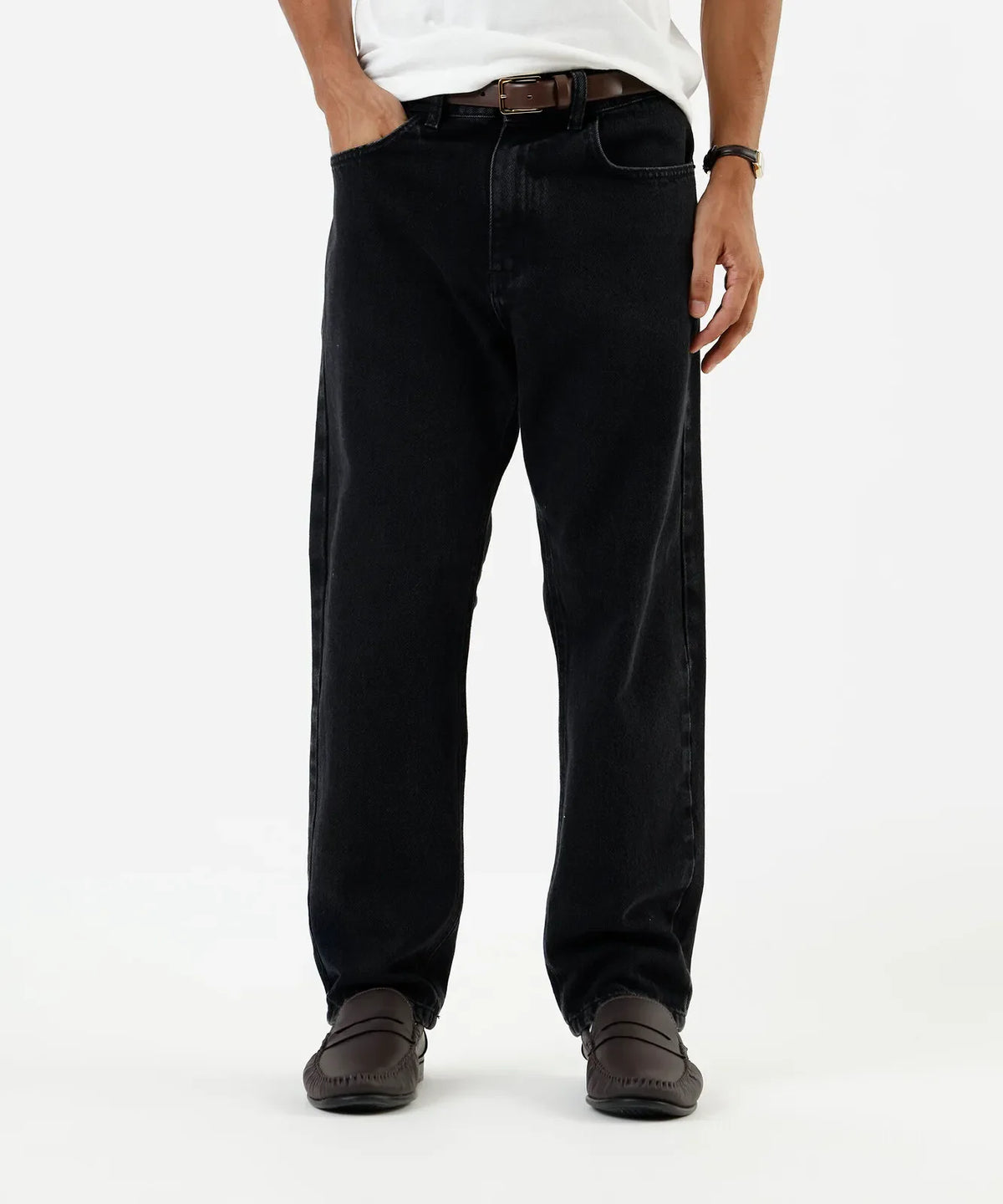 Premium Men’s Straight-Fit Jeans in 100% Cotton – Black