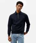 Premium Men’s Zip Polo Sweatshirt – Navy Blue