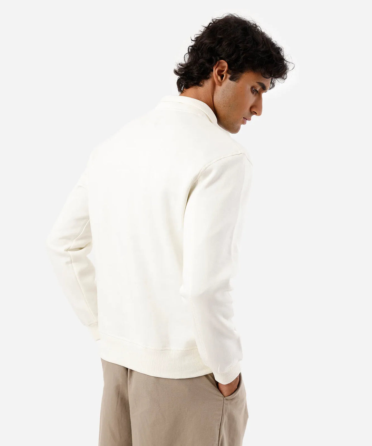 Premium Men’s High-Neck Zip Sweatshirt – Off-White