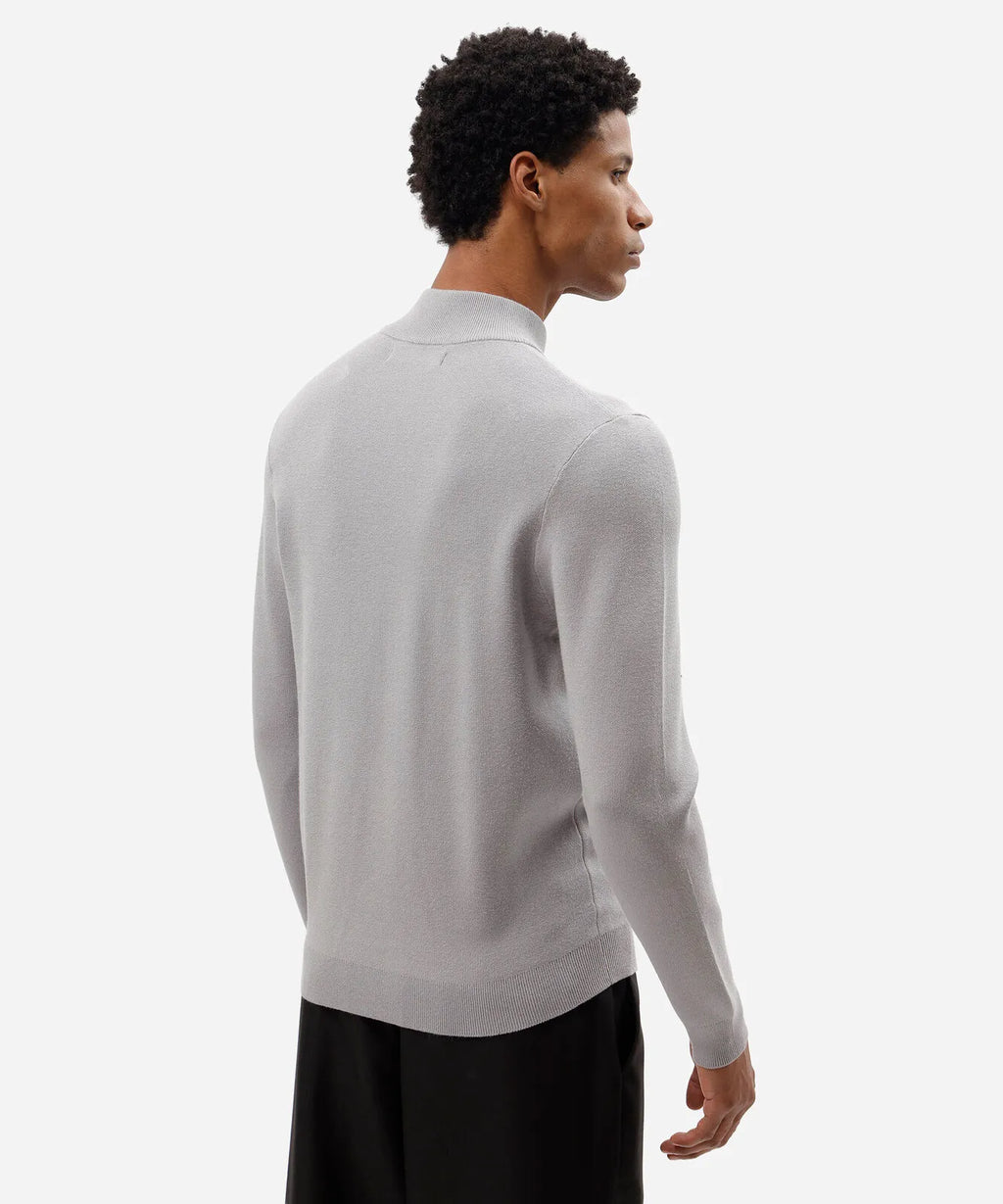 Premium Men’s Knitted High-Neck Zip Jumper – Grey