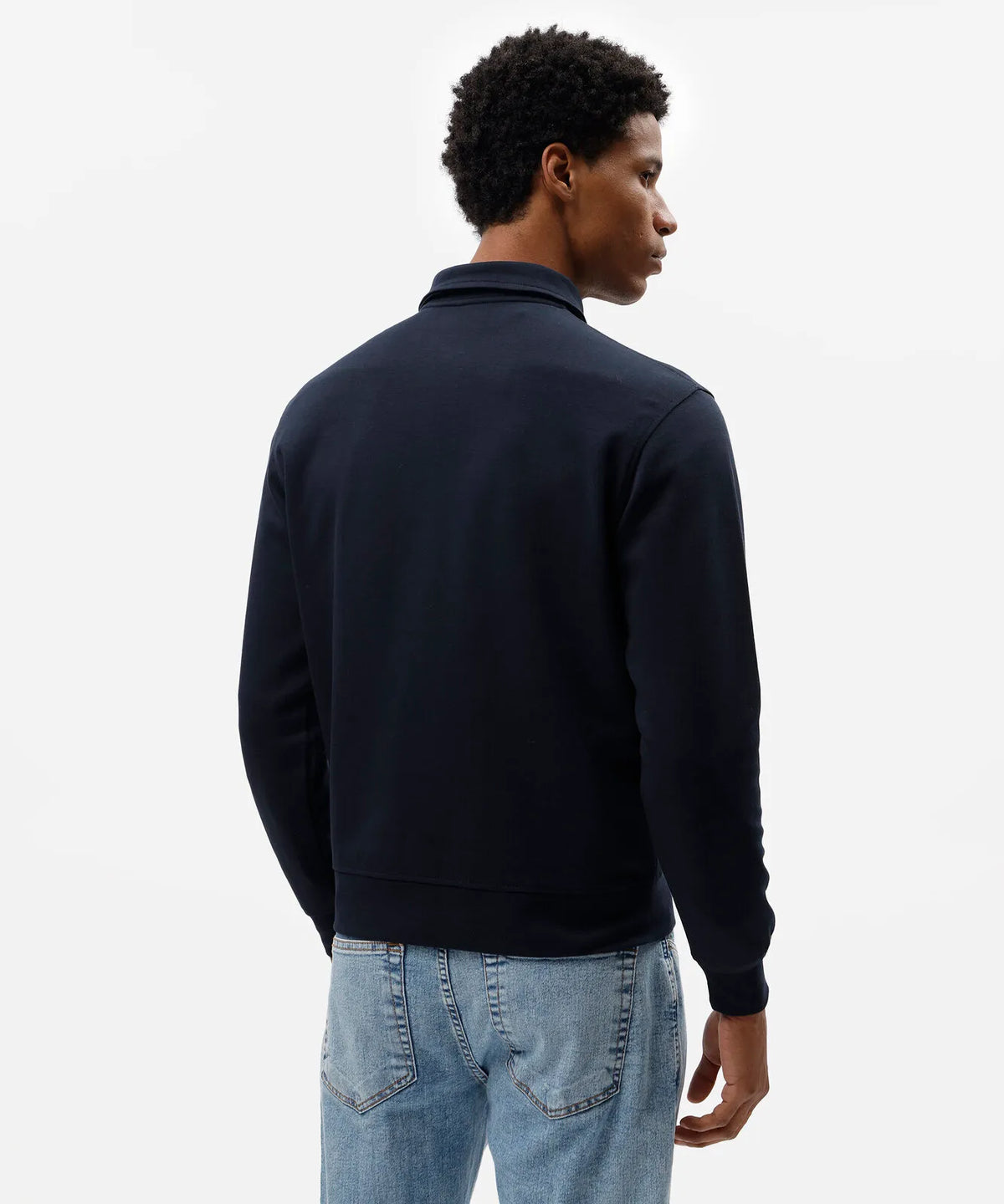Premium Men’s Zip Polo Sweatshirt – Navy Blue