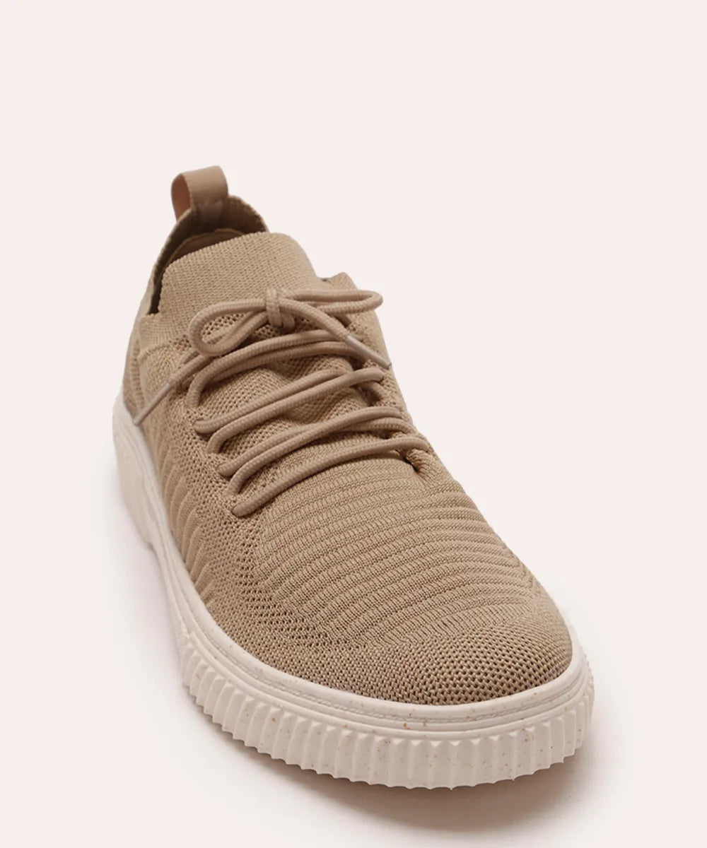 Breathable Knit Trainers – Sand