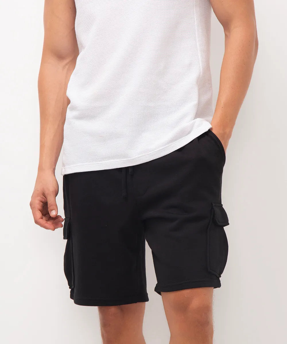 Premium Men’s Cargo Sweat Shorts – Black