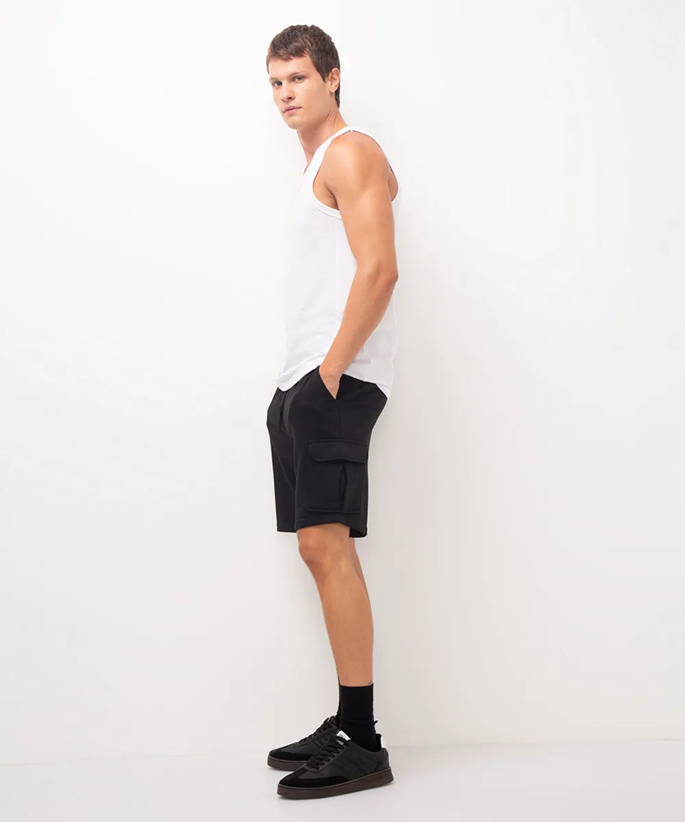 Premium Men’s Cargo Sweat Shorts – Black