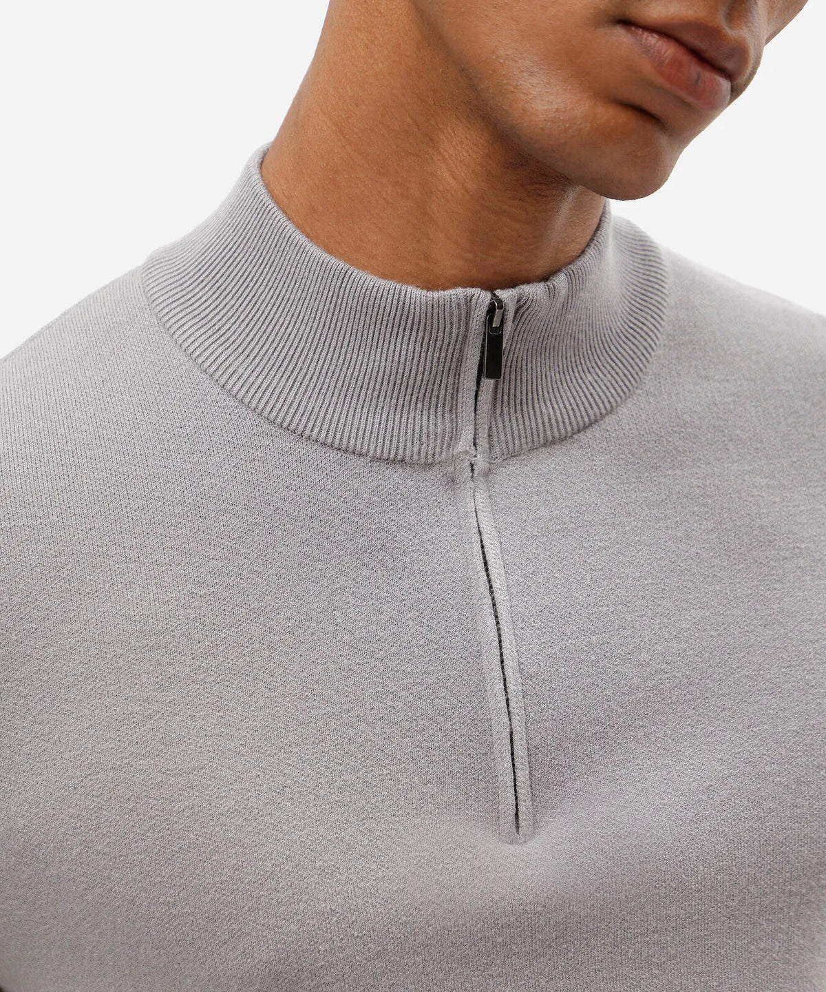 Premium Men’s Knitted High-Neck Zip Jumper – Grey