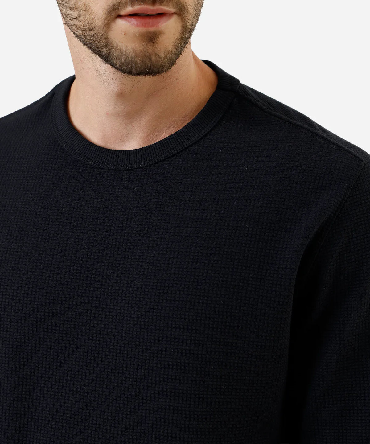 Premium Men’s Textured Long-Sleeve T-Shirt – Black
