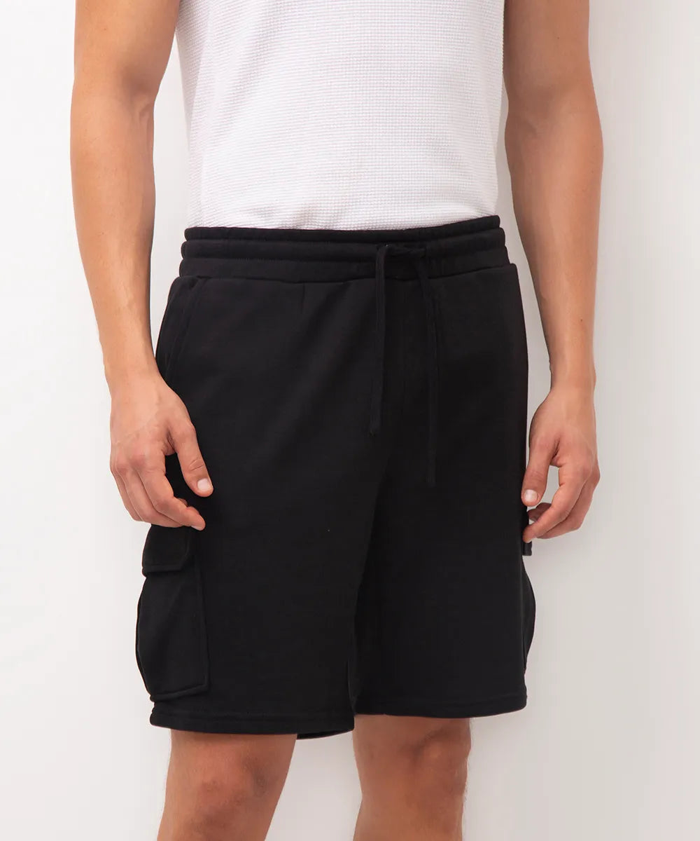 Premium Men’s Cargo Sweat Shorts – Black