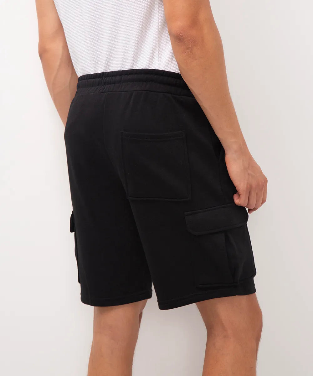 Premium Men’s Cargo Sweat Shorts – Black