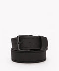 Premium Men’s Textured PU Belt with Rounded Buckle – Black