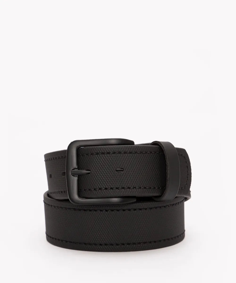 Premium Men’s Textured PU Belt with Rounded Buckle – Black