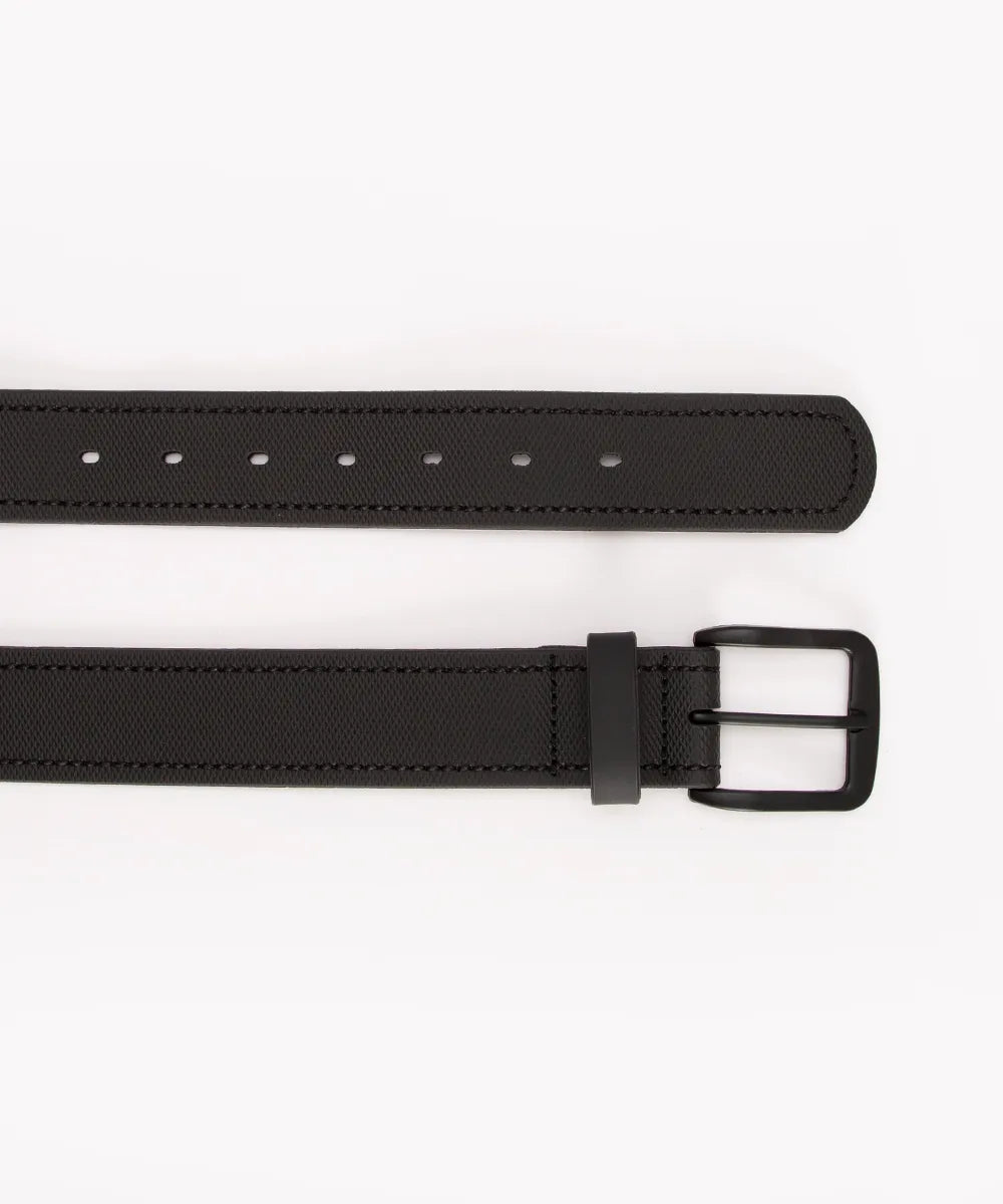 Premium Men’s Textured PU Belt with Rounded Buckle – Black