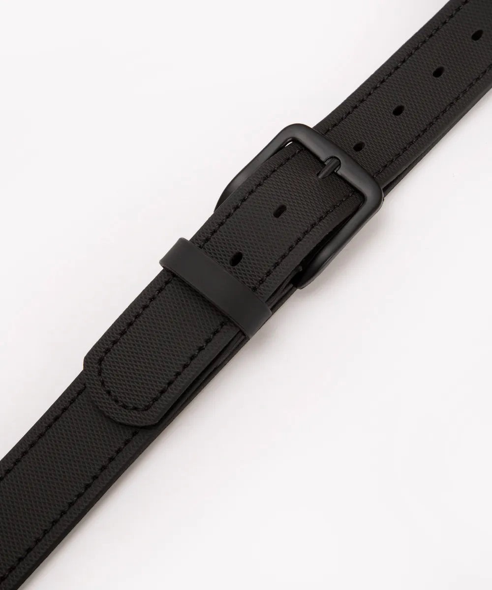 Premium Men’s Textured PU Belt with Rounded Buckle – Black
